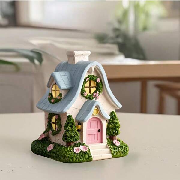 1 pièce Diffuseur d`aromathérapie en forme de maison en résine avec pinces, sans billes parfumées incluses. Conception de maison pour la décoration intérieure, la chambre, le salon, le bureau, emballage boîté