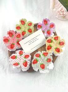 1pc/6pcs Five-Petal Strawberry Flower Hair Clips, Suitable For Women's Daily, Casual, Party, Commuting, Vacation - Hair Accessories, The Best Gift Choice For Celebrating Holidays, Birthdays, Anniversaries Or Graduations For Girlfriends, Mothers