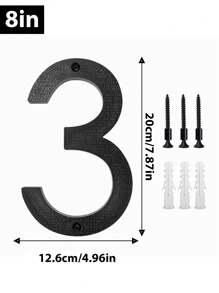 1 paquete 5/8/10pulgadas, números de casa para exteriores, número de habitación flotante moderno, para buzón de exterior, decoración de puerta de pared, garaje y puerta, negro recubierto, señalización de visibilidad para el 911 con kits Nail