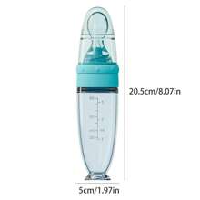 1pc Baby Cereal Feeding Bottle, 90mL Colored Soft Spoon Head Infant Porridge Bottle With Squeeze Spoon And Suction Cup, Silicone Cereal Spoon For Daily Baby Use, Gift Pack