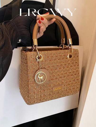 1pc Brown Princess Diana Style Handbag, Women's Premium Top Handle & Crossbody Bag With Adjustable Strap, Best Mother's Day Gifts Women