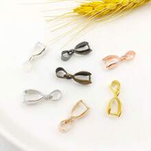 10pcs Stainless Steel Pendant Pinch Clip Bail Clasp Closure Hook Fasteners For DIY Necklace Jewelry Making Supplies Material, Golden Diy
