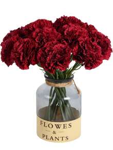 1/3/12/18pcs White Carnation Artificial Flowers, Silk Carnation For Mother's Day, Valentine's Day, Suitable For Wedding Centerpiece Decor, Bridal Shower, Dining Table Decor, Home Party, Birthday Decor, 29cm/No Vase - Red - View 2