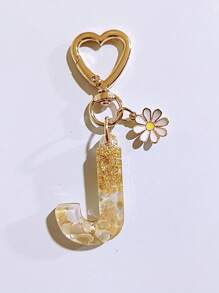 1pc Women's Beige Letter & Heart Tassel Resin Keychain, Creative Gifts For Friends, Casual & Cute Accessory Car Accessories Bag Charm Backpack For School Goth Y2k