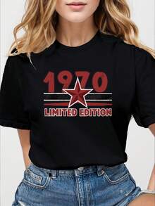 LIMITED EDITION 1970 Pure Cotton Women's T-Shirt Comfort Fit - Black - View 1