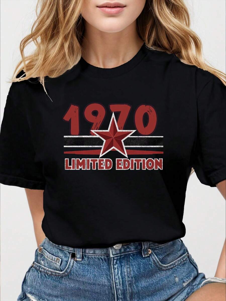 LIMITED EDITION 1970 Pure Cotton Women's T-Shirt Comfort Fit - Black - View 1