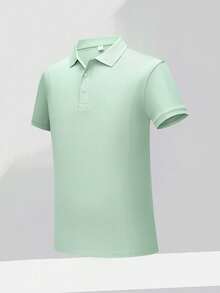 Camiseta polo de manga corta de verano para hombre con cuello, uniforme de trabajo de secado rápido - verde menta - Ver 2