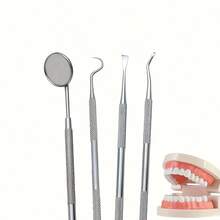 4pcs Dental Plaque Remover, Tartar Scraper, Tooth Probe, Oral Hygiene Care Cleaning Kit, Suitable For Adults, Children, Pets - White - View 2