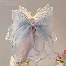 1pc Organza Bowknot Elastic Hair Clip - White - View 7