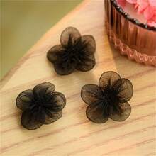 6/10pcs Fabric Artificial Flower Fine Bubble Yarn Hand Sewn 3D Floral Crafts, Used For DIY Clothing, Chest Flower Decoration Accessories, Jewelry Accessories Mesh With Butterfly Results Frozen Yarn Bow Handmade DIY Hair Accessories Clothing Decoration Accessories Bow - Multicolor - View 5