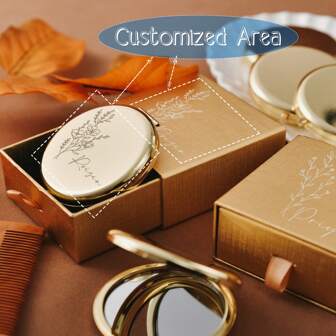 Personalized Elegant Small Mirror, Luxury Compact Mirror For Bridesmaids, Custom Floral Design, Custom Engraved Compact Makeup Mirror - Elegant Wedding Gift - Bachelorette Party Gift - Exquisitely Carved Makeup Mirror - Bridesmaid Gift - Gift For Girlfriend, Birthday - Gift For Best Friend, Female Coworker - Christmas Gift - Halloween Gift - Thanksgiving Gift - Mother's Day Gift Personalized, Custom, Girlfriend, Her, Boyfriend, Friends, Customized Mirrors, Summer Bright Juicy Beauty