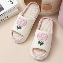 Linen Slippers For Men, Indoor Quiet Breathable Moisture-Wicking Non-Slip Odor-Resistant Flax Slides, Suitable For Women In Spring & Autumn - Pink - View 4