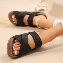 Chanclas con suela gruesa y cruzadas para mujer de talla grande