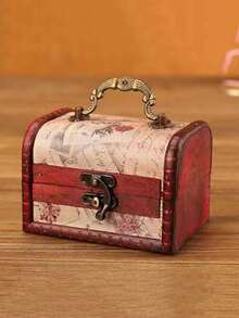 1 件复古木制欧式图腾图案收纳盒珠宝盒配件包装盒返校 - 彩色 - 查看 18