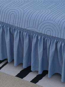 1pc Blue Jacquard Velvet Sofa Cover, With Elastic Edging, Made Of Polyester Fiber Fabric, Suitable For Living Room And Home Use, Modern Minimalist Design - Blue - View 7