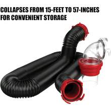 Kit de Manguera de alcantarillado Dominator RV de 15 pies, Manguera Universal de alcantarillado para Caravana, Incluye Manguera de 15 pies con Accesorios giratorios, Adaptador de - Negro - Ver 3