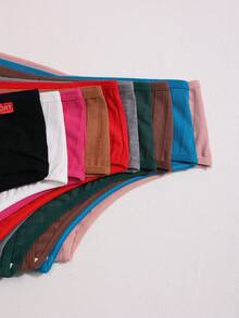 10pcs Women Multicolor Ribbed Seamless Hipster Panties, Brazilian Style Sports Casual Stretch Underwear - Multicolor - View 5