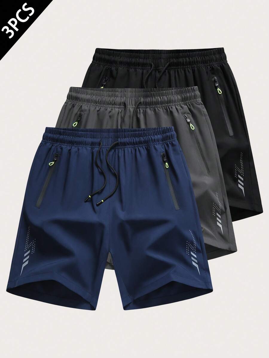 3 Packs Men's 5 Inch Inseam Athletic Workout Shorts, Quick Dry Lightweight Breathable Sports Gym Running Shorts - Blue - View 1