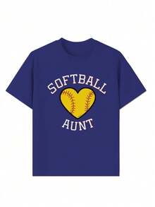 Camiseta de mujer de corte cómodo de algodón puro que dice "SOFTBALL AUNT"