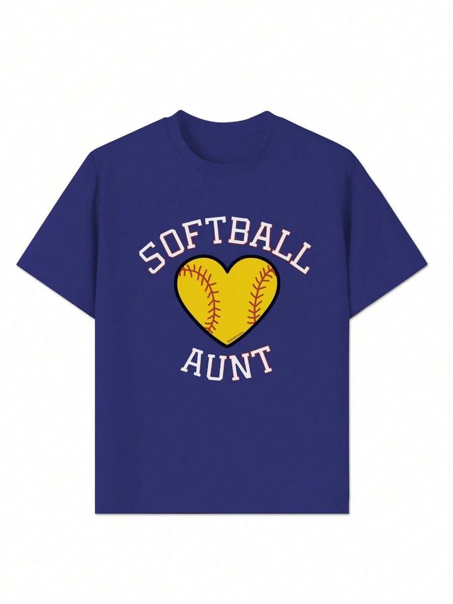 Camiseta de mujer de corte cómodo de algodón puro que dice "SOFTBALL AUNT"