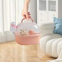 1 Portable Transparent Hamster Transport Cage, Small Pet Travel Cage, Escape-Proof Carry Cage With Water Bottle - Breathable Travel Box For Small Pets Perfect For Marmots And Mice, PP Material, Quick-Release Closure System