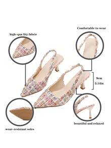 女士尖头细跟露跟凉鞋 - 彩色 - 查看 5