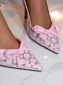 Modieuze elegante pumps met hoge hak en paillettenborduursel voor dames