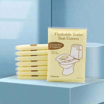 20pcs Single Layer Water Soluble Disposable Toilet Seat Pad, Neutral Packaging 10pcs/Pack Toilet Seat Paper Bathroom Decor Fall Decor