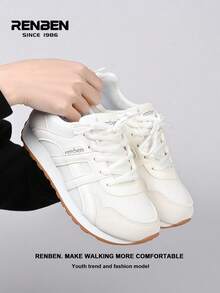 1 双 Renben 女式厚底系带运动鞋，白色透气网眼休闲运动鞋，适合户外运动、徒步、舞蹈、健身，35-40 欧码，2025 年新品 - 白色 - 查看 13