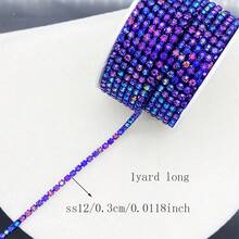 1 Yard Multi-Color Crystal Rhinestone Hand-Sewn Decorative Chain, DIY For Clothes, Shoes, Hats, Bags And Accessories - Navy Blue - View 12