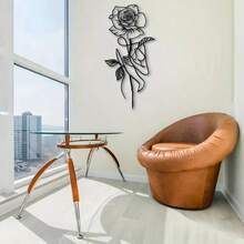 11.81-Inch Elegant Metal Rose Sculpture - Perfect Decoration For Outdoor Garden, Patio, Balcony, Living Room Wall Accent - Black - View 6