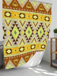 1pc/4pcs Boho Style Bathroom Decor Set: Waterproof Shower Curtain With 12 Hooks, Non-Slip Bath Mat, U-Shaped Toilet Mat, And Round Toilet Seat Cover, Multi-Functional Bathroom Accessory Set Back To School