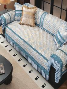1pc Floral Pattern Luxury European Aristocratic Style Sofa Cover, Summer European Jacquard Design, Machine Washable, Pet-Friendly, Fits Armchair To 4-Seat Sofa - Living Room, Window Front, Office Sofa Protector