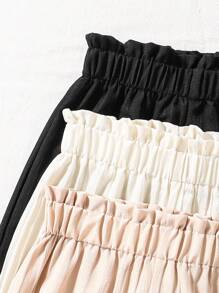 3 pièces Pantalons large taille élastique de couleur unie pour filles, doux et polyvalents pour l'été en extérieur, décontractés et confortables pour le printemps, conviennent aux tout-petits et aux jeunes