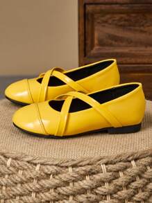 1 paio di scarpe da principessa con punta tonda in morbida pelle color borgogna, rosso, verde e giallo per la scuola o le esibizioni, graziose e alla moda, con platform