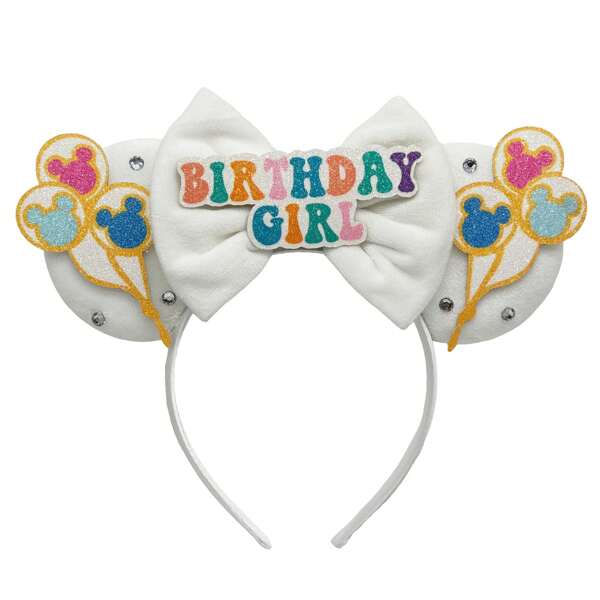 Disney Magic Castle Birthday Headband, Sequin Bow Ear Decor Hairband, Balloon Birthday Letter Decorated Headpiece, Birthday Party Decor Headband, Amusement Park Decor Headpiece,Hairband,Hair Hoop Headbands