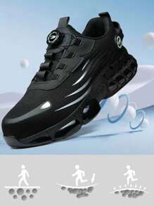Scarpe da lavoro unisex con pulsante rotante, confortevoli e sicure, anti-schiacciamento, anti-perforazione, leggere, traspiranti, stivali di sicurezza con punta in acciaio, scarpe antinfortunistiche per uomo e donna