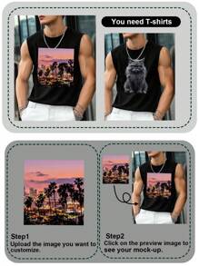 Personalized Photo Customized Men's Sleeveless Top, Upload Your Own Photo/Design/Logo, Spring/Summer Round Neck Vest T-Shirt, Black Top, Music Festival, Family, Valentine's Day Gift, Anniversary Gift, Gift For Best Friend, Holiday Gift, Summer Men's Top, Summer Men's Vest Ornamental,Dawg Stylish,Fashion,Hipster,Contracted,Easy Costume,Modest Fashion,Minimal Chic,Casual Custom,Unique,Personalized Ideal Gifts For Him Family,Boyfriend,Friends,Children