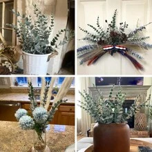 1/5/10/30/70PCS Artificial Plastic Plants Eucalyptus Leaves Birthday Party Decoration Wedding Flower Basket Bride Holding Flowers Home Decoration Dining Room Bedroom Windowsill Vase Decoration New Year Decoration Outdoor Garden Start Of School Season/Mother's Day Gifts