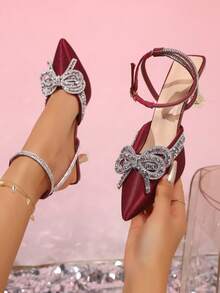 أحذية كعب عالي أنيقة للنساء مع تفاصيل فيونكة، أنيق...