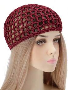 1/4 Pcs Handmade Crocheted Sleep Cap/Hat, Hair Net For Women, Suitable For Daily Washing Face, Makeup, Sleeping Hair Sleep Cap - Multicolor - View 21