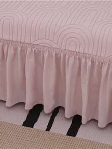 1pc Pink Jacquard Velvet Sofa Cover, With Elastic Edging, Made Of Polyester Fiber Fabric, Suitable For Living Room And Home Use, Minimalist & Modern Design - Pink - View 7