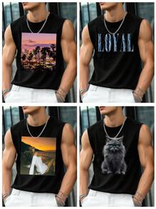 Personalized Photo Customized Men's Sleeveless Top, Upload Your Own Photo/Design/Logo, Spring/Summer Round Neck Vest T-Shirt, Black Top, Music Festival, Family, Valentine's Day Gift, Anniversary Gift, Gift For Best Friend, Holiday Gift, Summer Men's Top, Summer Men's Vest Ornamental,Dawg Stylish,Fashion,Hipster,Contracted,Easy Costume,Modest Fashion,Minimal Chic,Casual Custom,Unique,Personalized Ideal Gifts For Him Family,Boyfriend,Friends,Children