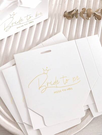 5pcs Luxury "Bride/Miss/Mrs" Mini Gift Boxes, Foil Stamped Text, Satin Ribbon Bow, Perfect For Weddings, Holidays, Birthdays & Special Occasions, Elegant Boxes Suitable For Small Gifts & Treats - Multiple Colors Available