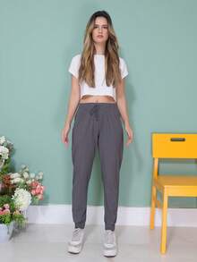 WOMEN'S PANTS, ELASTIC SPORTY - Grey - View 6