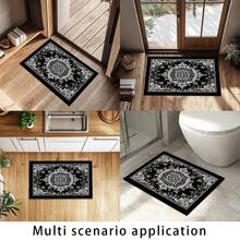 1 件复古波西米亚黑白图案门垫，多功能室内入口垫，可机洗快干，吸水防滑，适用于浴室、厨房、客厅、卧室、办公室等