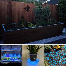 500/1000 piezas Piedras de jardín/caminos luminosas con energía solar que brillan en la oscuridad de color azul, guijarros luminosos para decoración del patio y iluminación del paisaje - Multicolor - Ver 4
