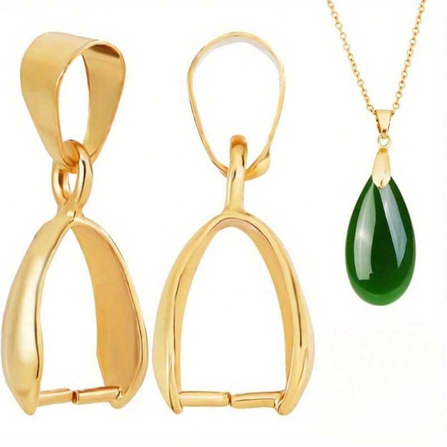 10pcs Stainless Steel Pendant Pinch Clip Bail Clasp Closure Hook Fasteners For DIY Necklace Jewelry Making Supplies Material, Golden Diy