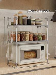 1pc Kitchen Storage Rack, Microwave Oven Overhead Shelf, Practical Home Storage Rack - Multicolor - View 3