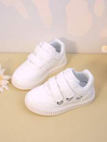 春季新款童鞋防滑幼儿女童运动鞋中童男童休闲滑板鞋宝宝跑鞋小白鞋 - 銀色 - 查看 2